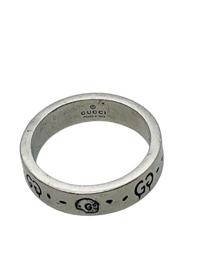 Gucci Ghost Skull Ring Sterling Silver .925 GG 6mm 8 Grams Made In Italy