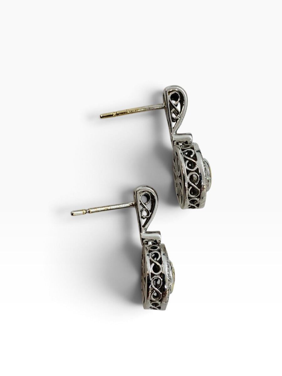 18K White Gold Diamond Fancy Dangle Earrings 5.5 Grams | .554 TCW