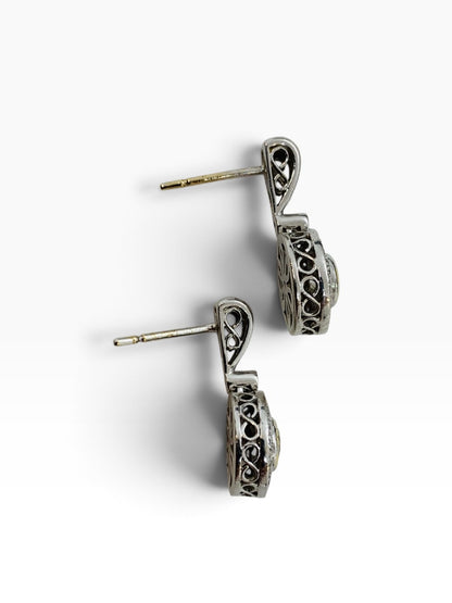 18K White Gold Diamond Fancy Dangle Earrings 5.5 Grams | .554 TCW