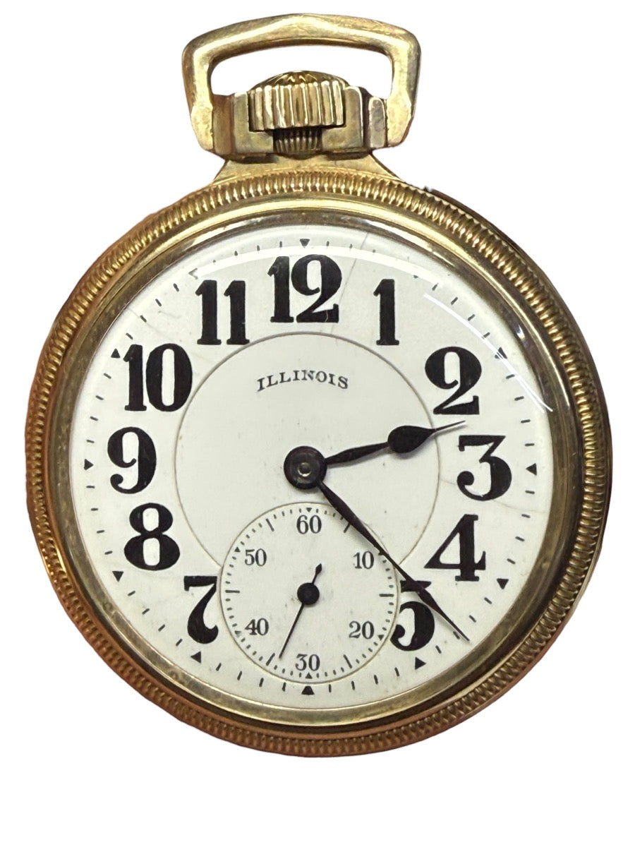 Vintage Illinoise Pocket Watch 10K Gold Filled Wind-Up Open Face 1920s
