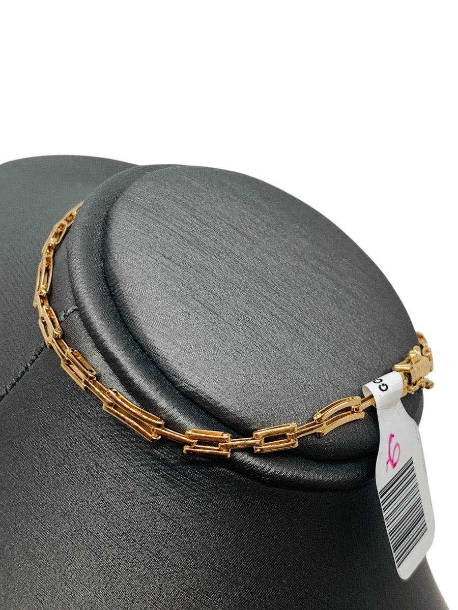 18K Yellow Gold Rectangular Paper Clip Bracelet | Size 7 | 3.9g