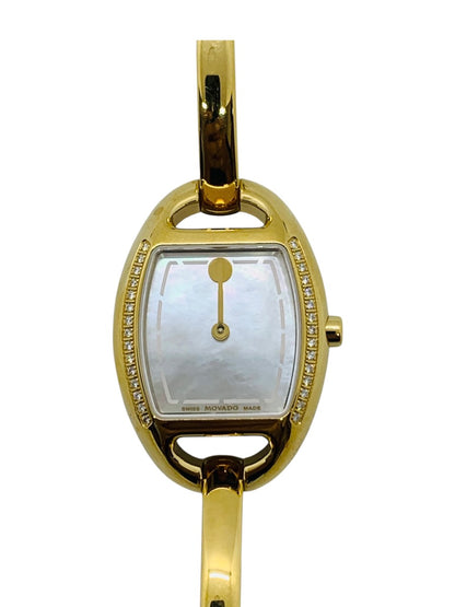 Movado Miri Ladies Diamond Gold Tone Quartz Watch Mother Of Pearl
