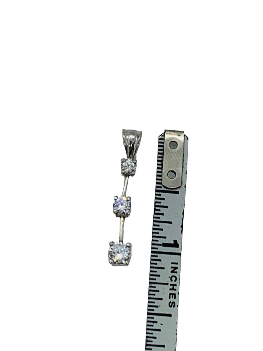 14K White Gold Dangling Diamond Pendant 1.7 Gr / .63 CTW / 1"