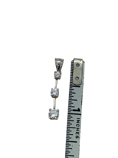 14K White Gold Dangling Diamond Pendant 1.7 Gr / .63 CTW / 1"