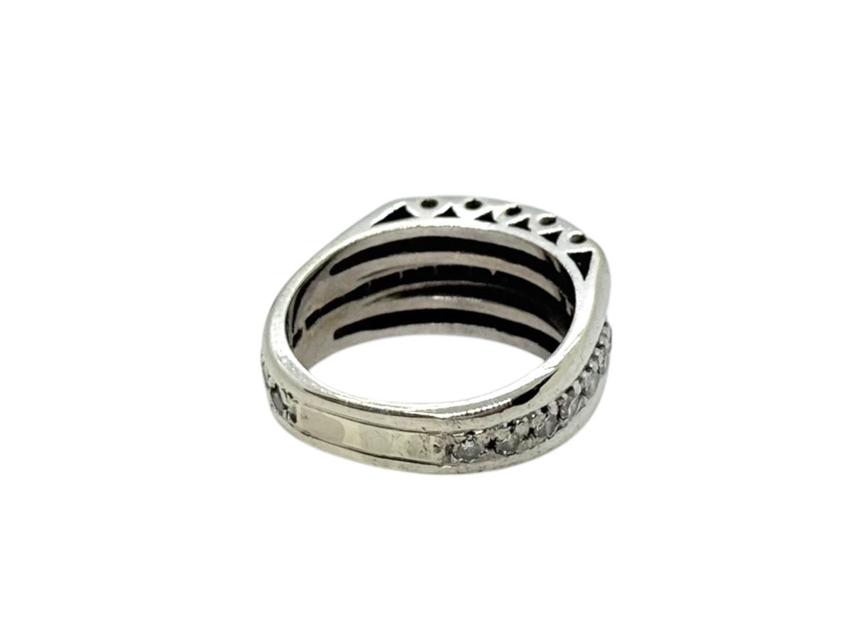 14K White Gold Triple Row Natural Diamond Band | Size 7 | 7.9g