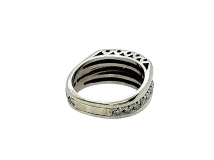 14K White Gold Triple Row Natural Diamond Band | Size 7 | 7.9g