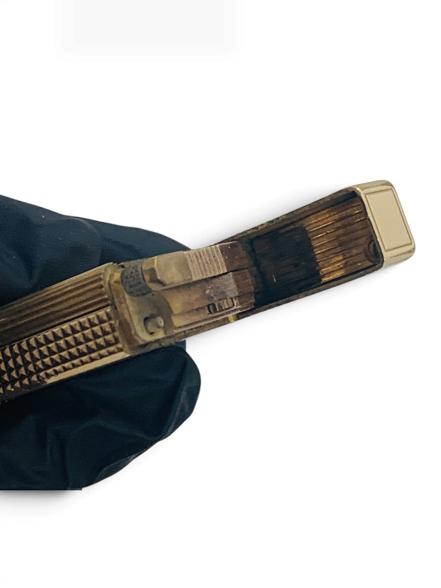 St Dupont Ligne 1 Vintage Gold Plated Diamond Head Luxury Pocket Lighter  Made in France