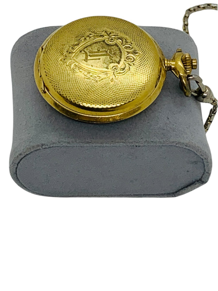 Gerard Day/Date Gold Tone Hunter-Case Pocket Watch Quartz
