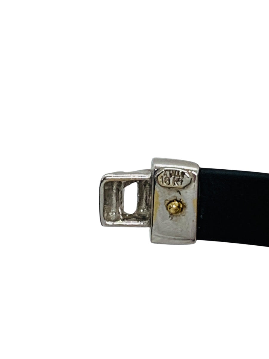 18K White Gold Diamond Black Rubber/Silicone Bracelet Size 6" | 17.6 Grams