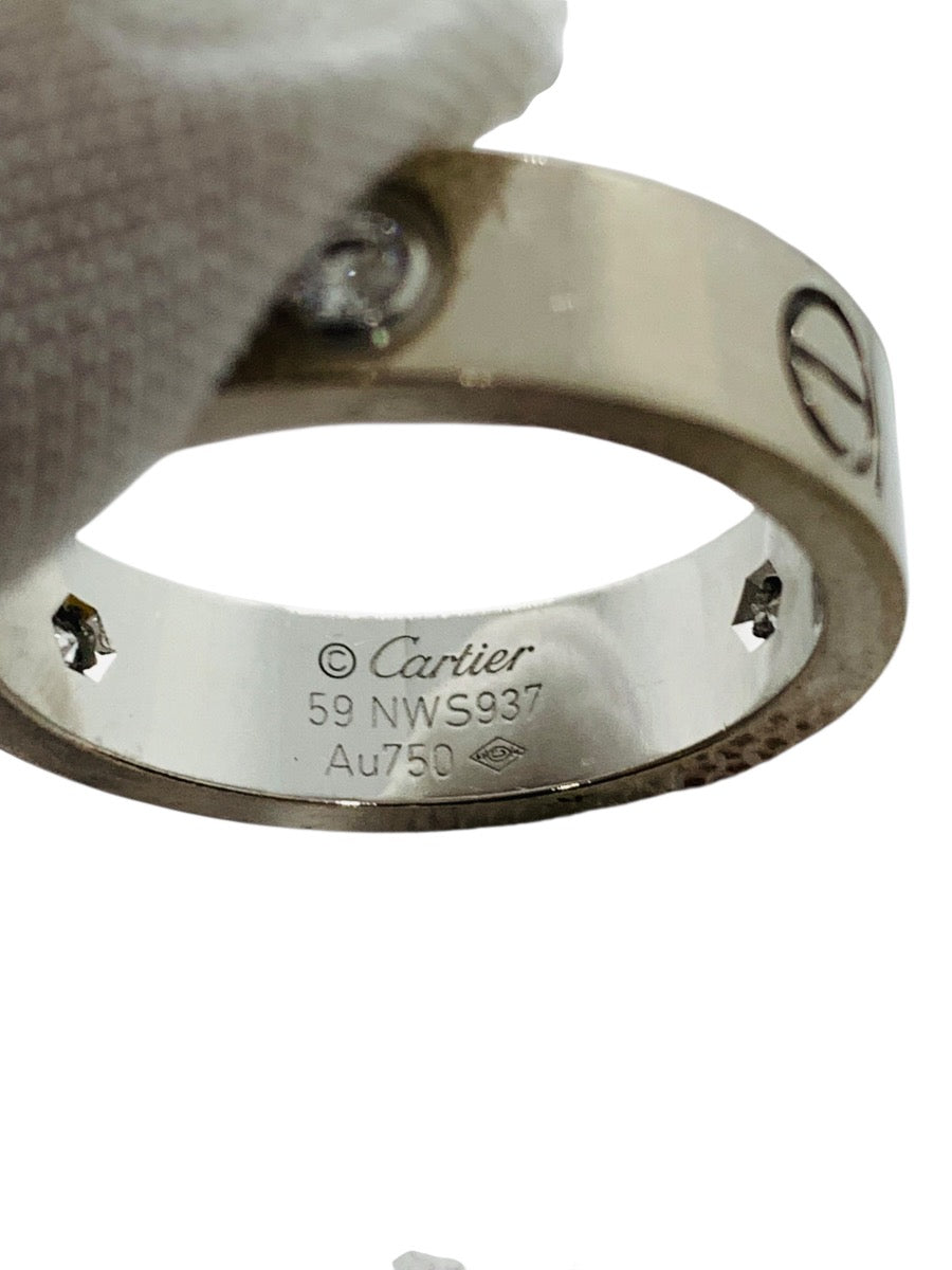 Cartier Love Ring 18K White Gold 750 Au Classic Model 3 Diamonds Size 59