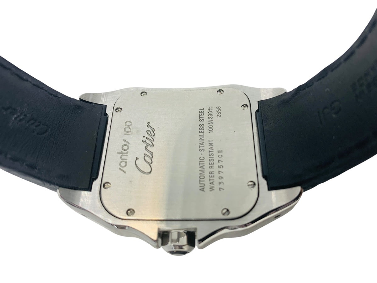 Cartier Santos 100 XL Ref 2656 Stainless Steel Leather 41mm Automatic Swiss Men's Watch