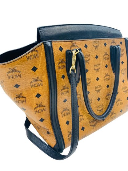 MCM Medium Kathy Viestos Tote w/ Strap Cognac Lady's Purse