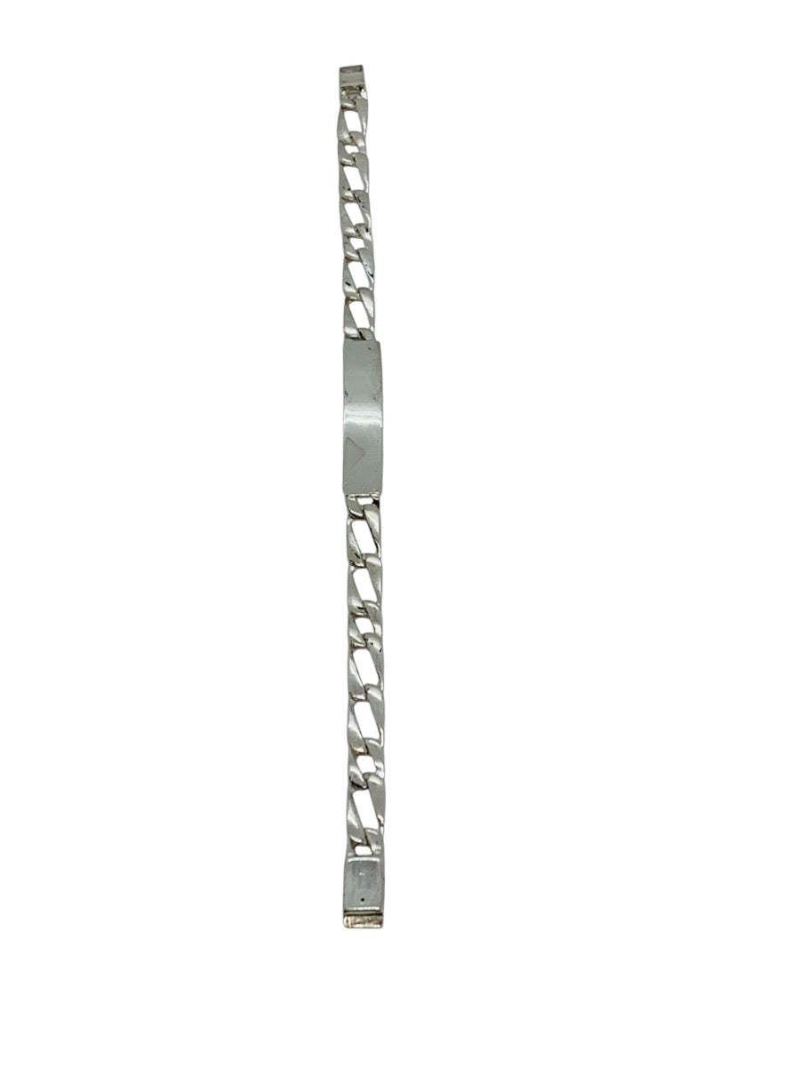 .925 Figaro ID Sterling Silver Bracelet (8.5g)
