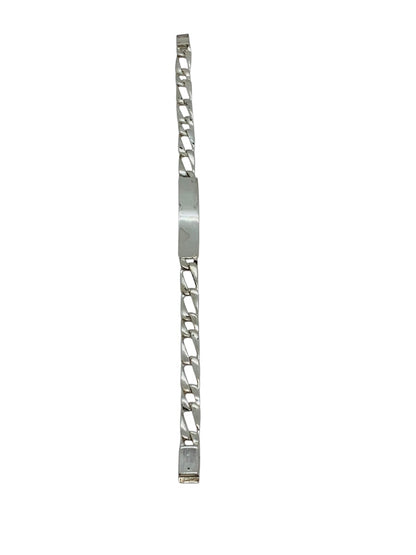 .925 Figaro ID Sterling Silver Bracelet (8.5g)