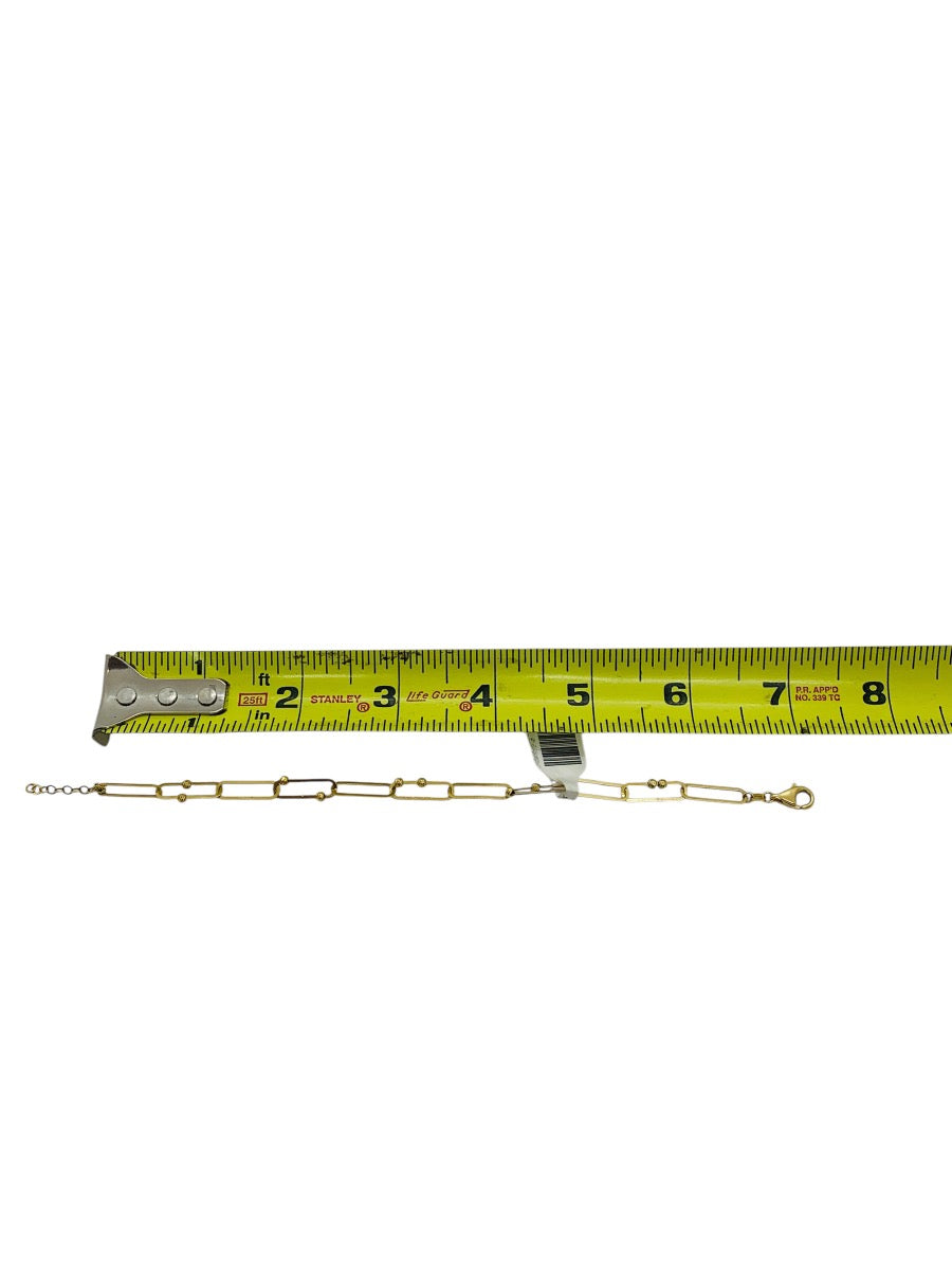 18K Yellow Gold Paper Clip Bracelet | 7" | 3.4g