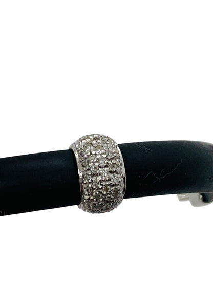 18K White Gold Diamond Black Rubber/Silicone Bracelet Size 6" | 17.6 Grams