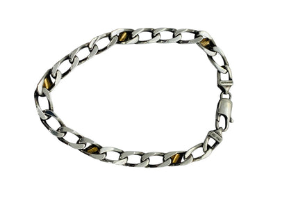 Tiffany & Co. 18KYG & Sterling Silver Curb Link Bracelet 7" 11.1g