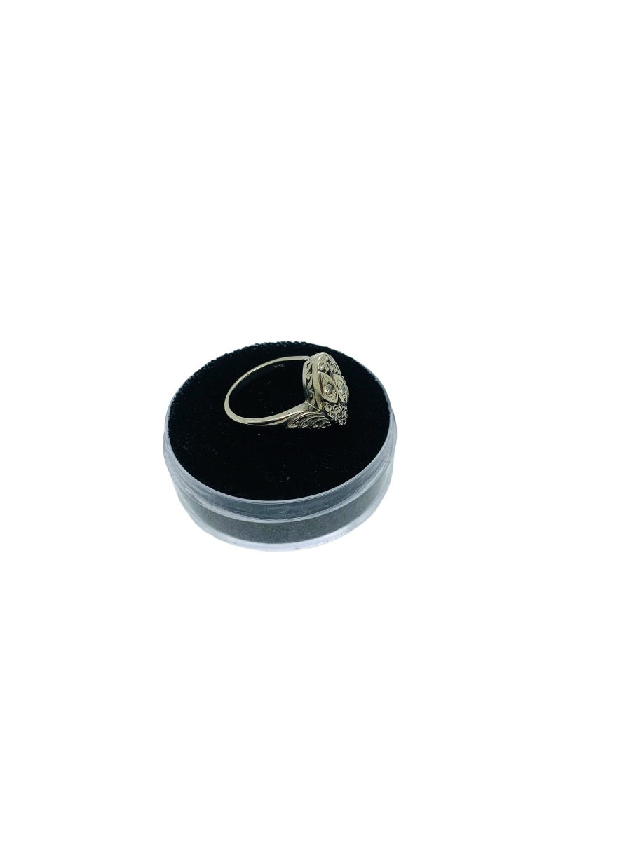 14K White Gold Lady's Ring | 3 Diamonds | 0.07 CTW | 4.0 Grams | Size 6.5