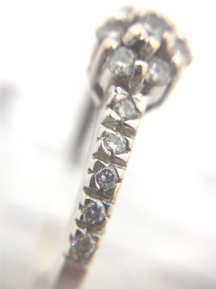 14K White Gold Diamond Flower Ring - 0.51tcw - Size 5.5 - 2.5g