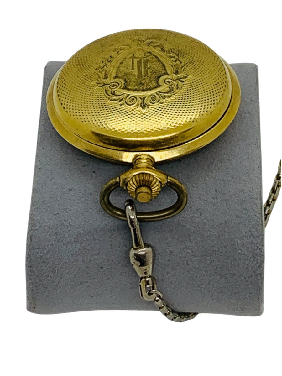 Gerard Day/Date Gold Tone Hunter-Case Pocket Watch Quartz
