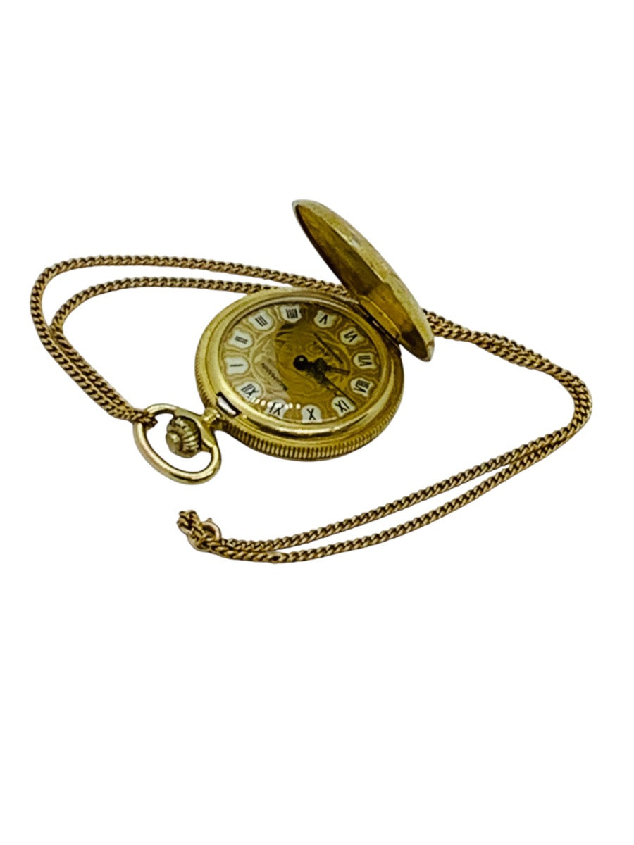 Vintage Wakmann 17 Jewels Shock Absorber Pendant Watch with Gold Tone Chain Made in France