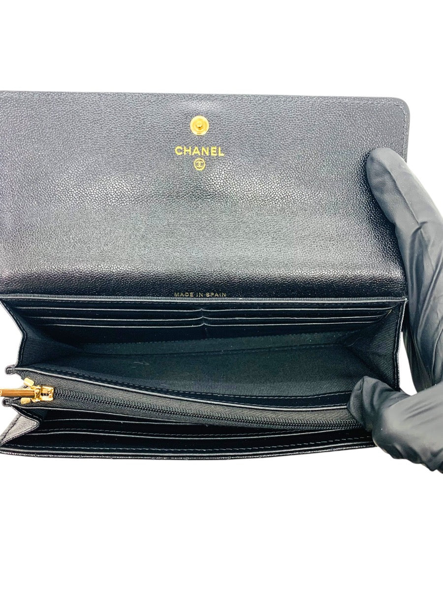 Chanel CC Matelasse Quilted Timeless Long Wallet Black
