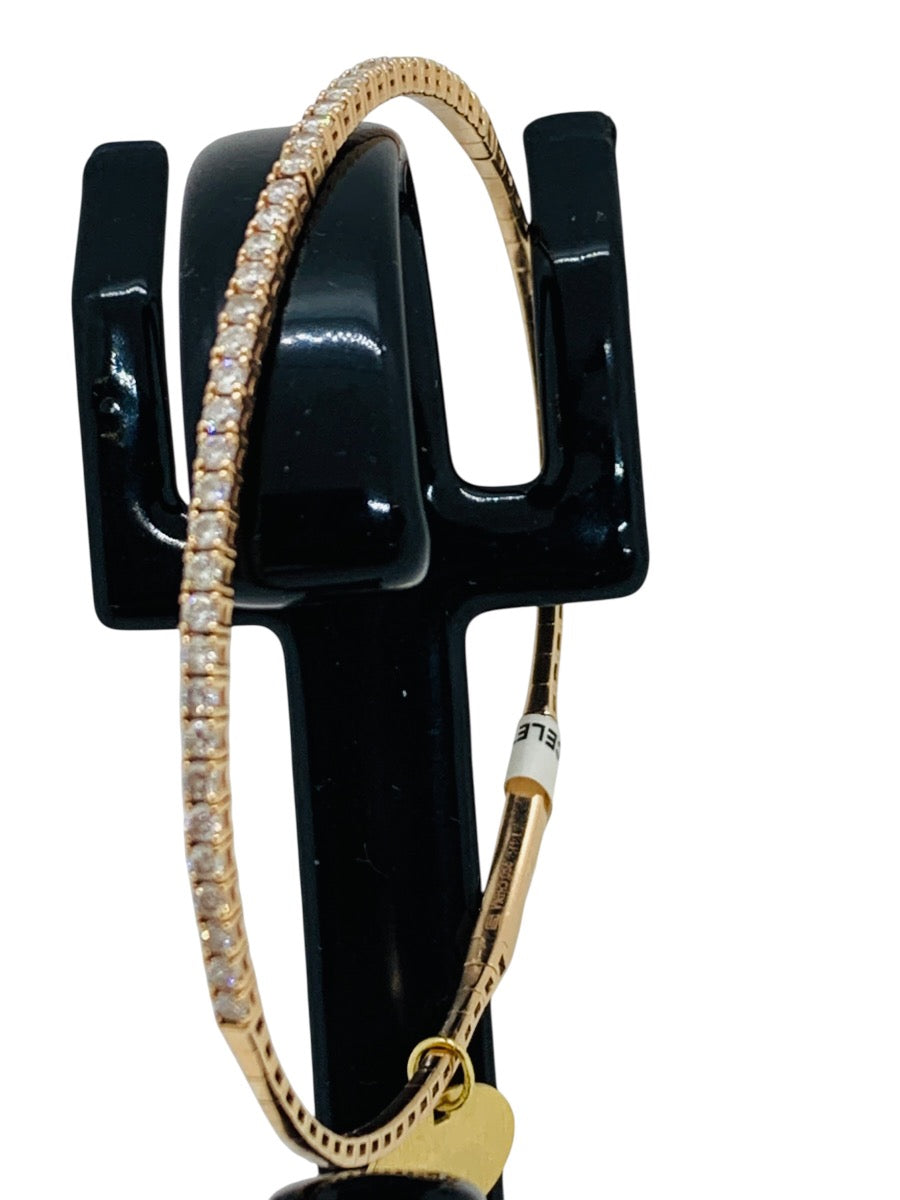 14K Rose Gold Round Diamond Bangle Bracelet | .40 TCW | Size 8 | 6.3g