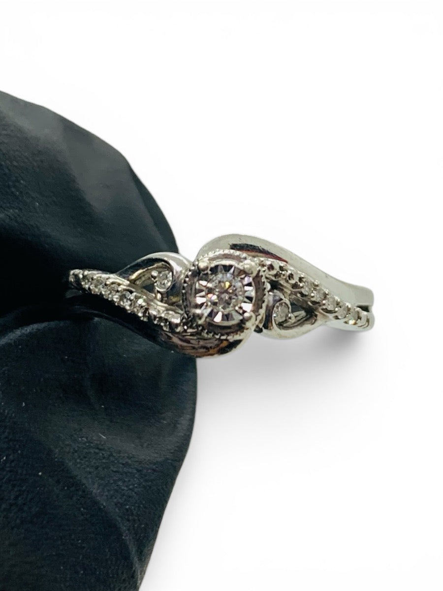 Sterling Silver 925 Diamond Ring 0.15CTW Size 7