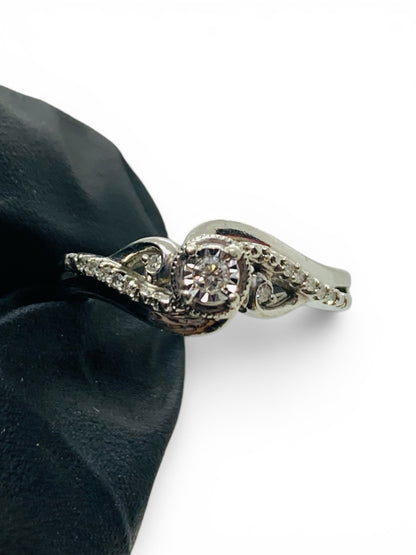 Sterling Silver 925 Diamond Ring 0.15CTW Size 7