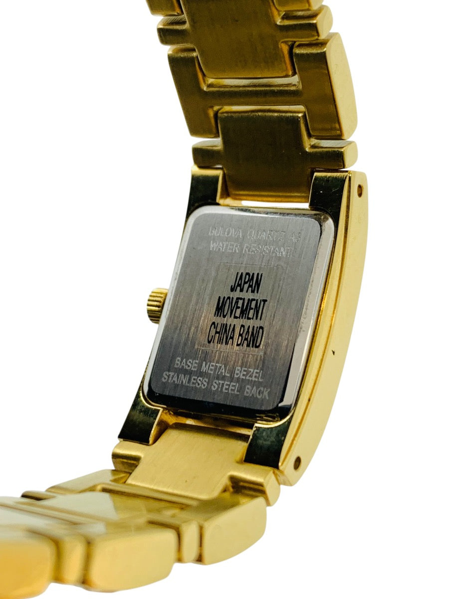 Bulova Lady's Tank Yellow Tone Square Quartz Watch w/ Box