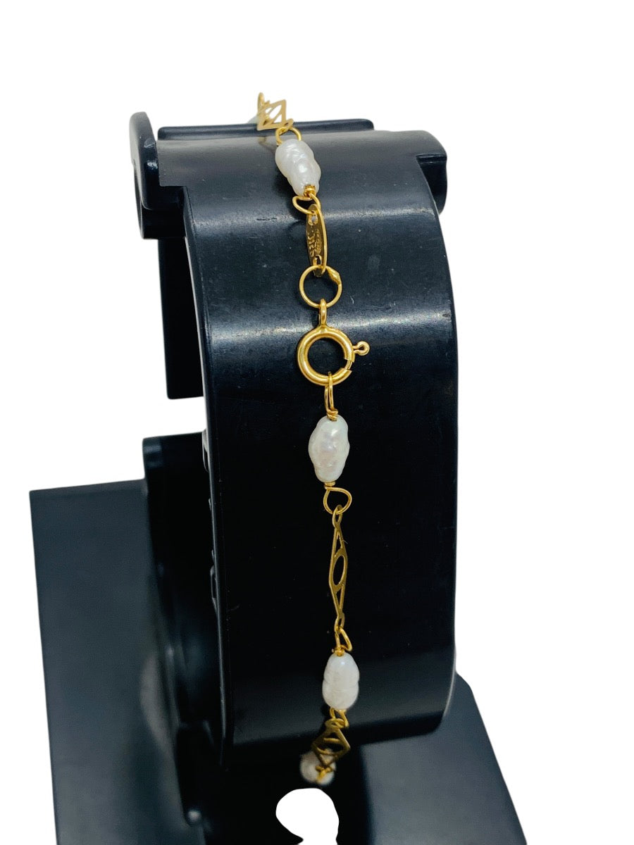 18K Yellow Gold Opal Link Bracelet | Size 7 | 1.4g