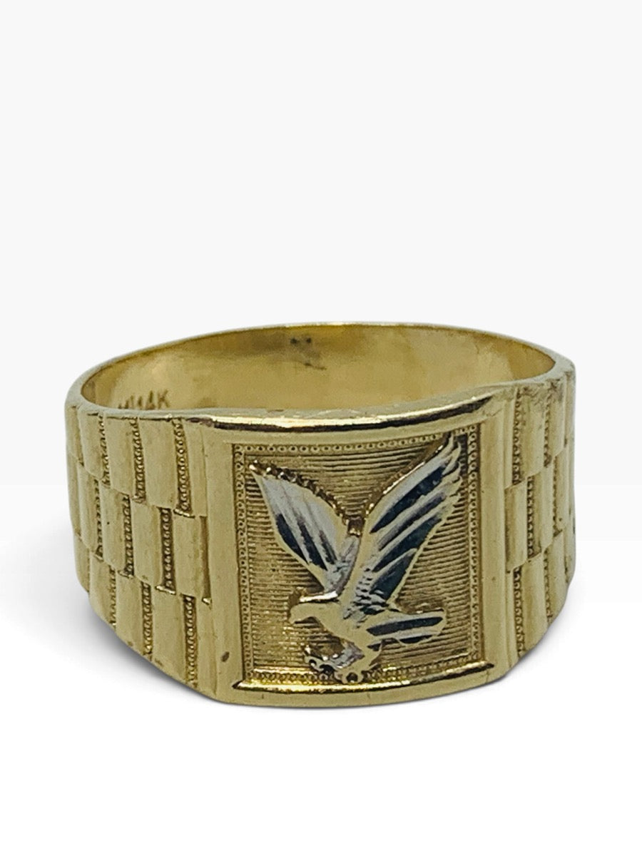 14K Yellow Gold Rolex Style Eagle Men's Ring Size 10.5 | 5.3 Grams