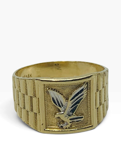 14K Yellow Gold Rolex Style Eagle Men's Ring Size 10.5 | 5.3 Grams