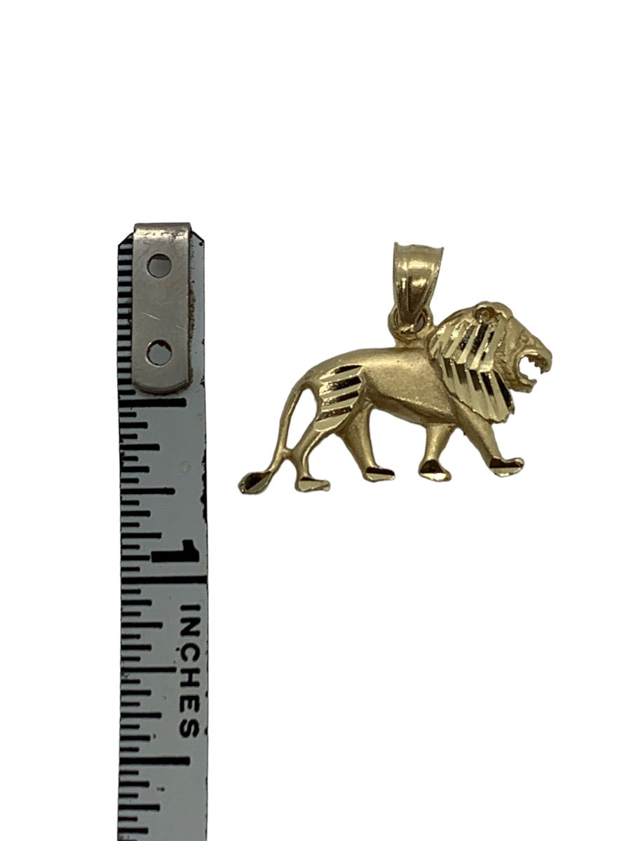 14K Yellow Gold Roaring Lion Pendant - 1" X 1" / 1.8 Grams