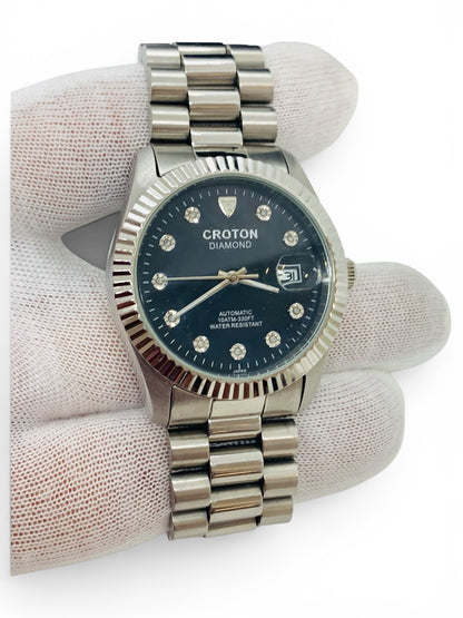 Croton Diamond Automatic Men’s Watch – Black Dial 10ATM-330FT