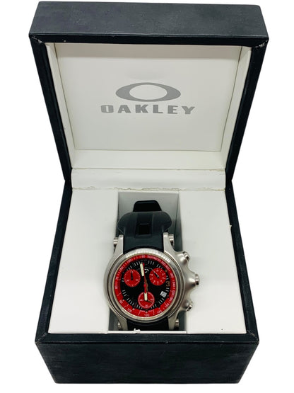 Oakley Holeshot Red Dial Watch 45mm Case Rubber Black Band