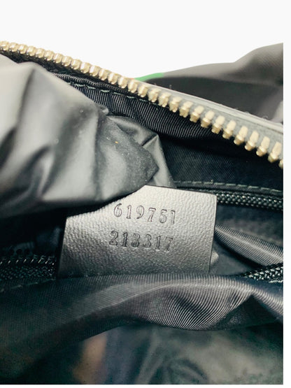 GUCCI Sherry Line 619751 Leather Canvas 2Way Shoulder Tote Bag Black Italy