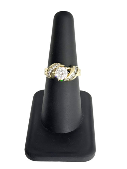 14K Yellow Gold Clear Stone Ring Set | 0.91 TCW | 5.8g