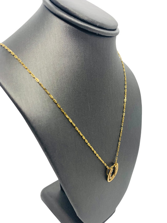 Horseshoe 19" Diamond Necklace 12 Diamonds .12 Carat T.W. 18K Yellow Gold 3.3G