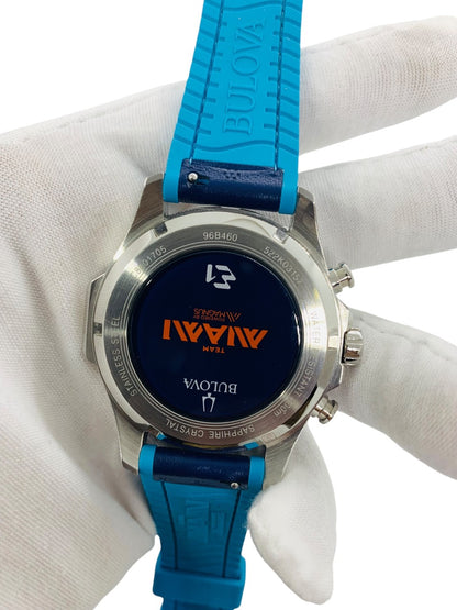 Bulova E1 Team Miami Chronograph Blue Mens Marine Star Watch 96B460