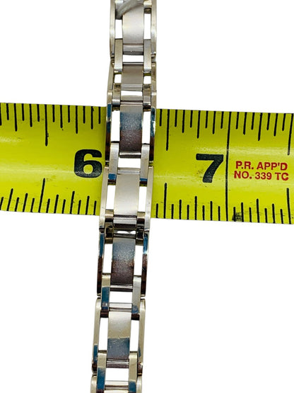 18K White Gold Rectangular Panel Link  Bracelet | Size 8 | 51.4g