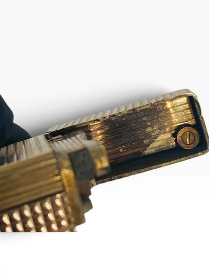 St Dupont Ligne 1 Vintage Gold Plated Diamond Head Luxury Pocket Lighter  Made in France