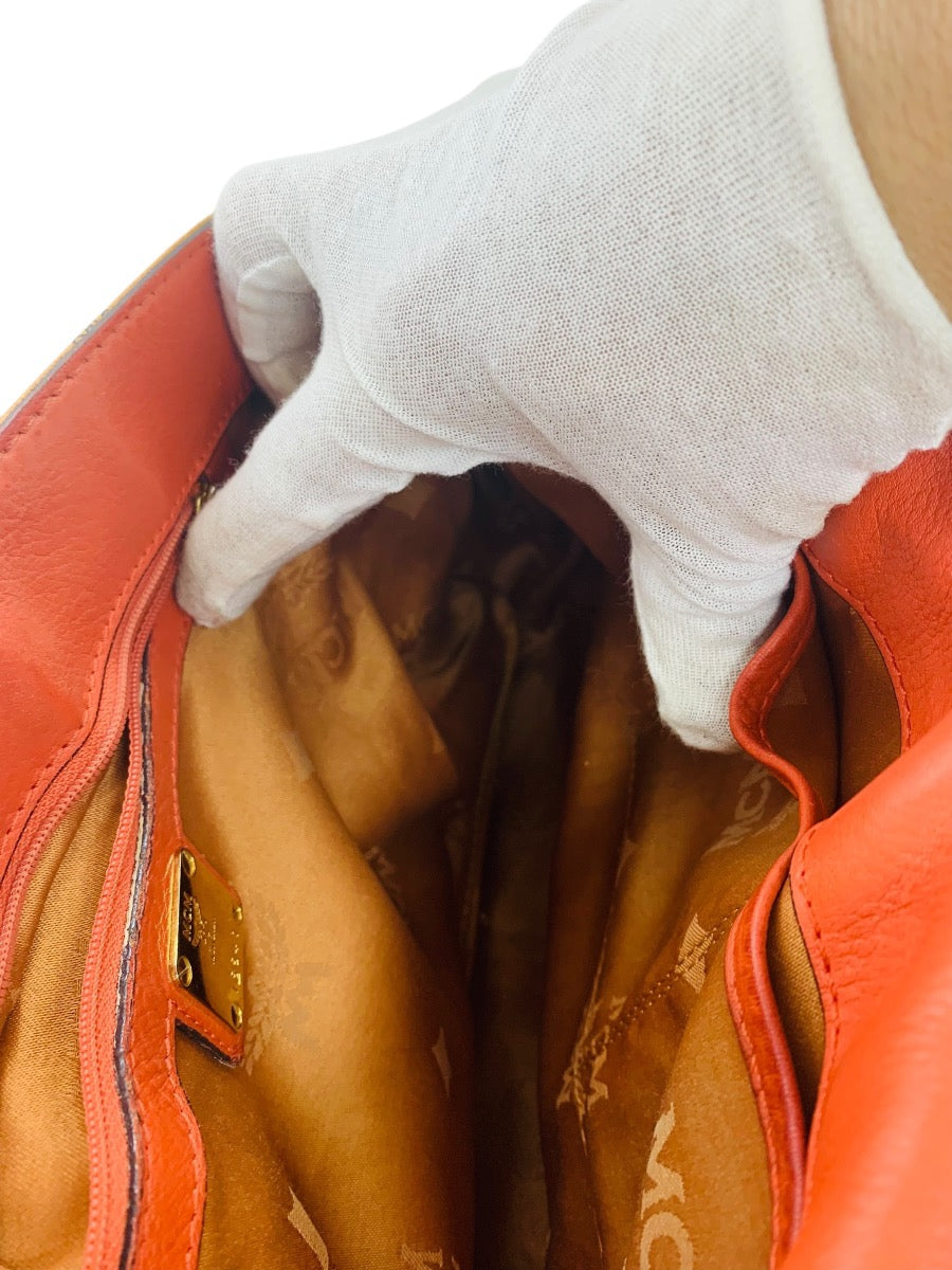 MCM Leather Crossbody Cognac In Viestos Detachable Strap