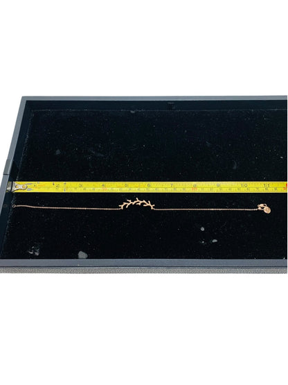 .925 Sterling Silver Rose Gold Olive Branch Anklet Bracelet