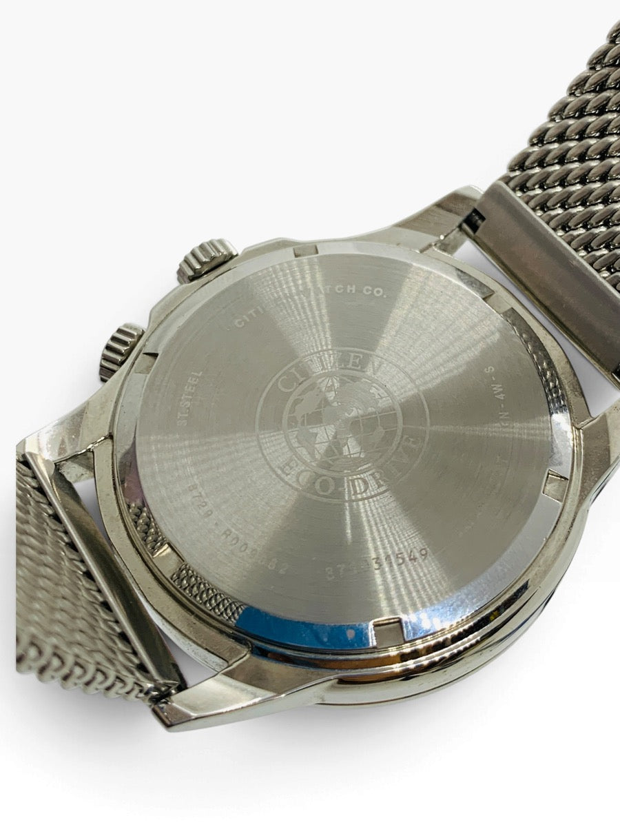 Citizen Eco-Drive Calendrier 46mm Automatic Watch Black Silver Mesh