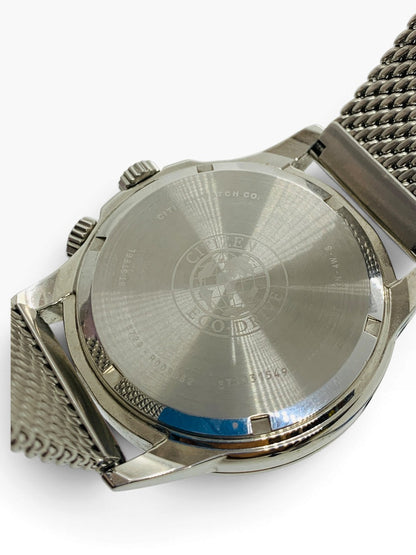 Citizen Eco-Drive Calendrier 46mm Automatic Watch Black Silver Mesh