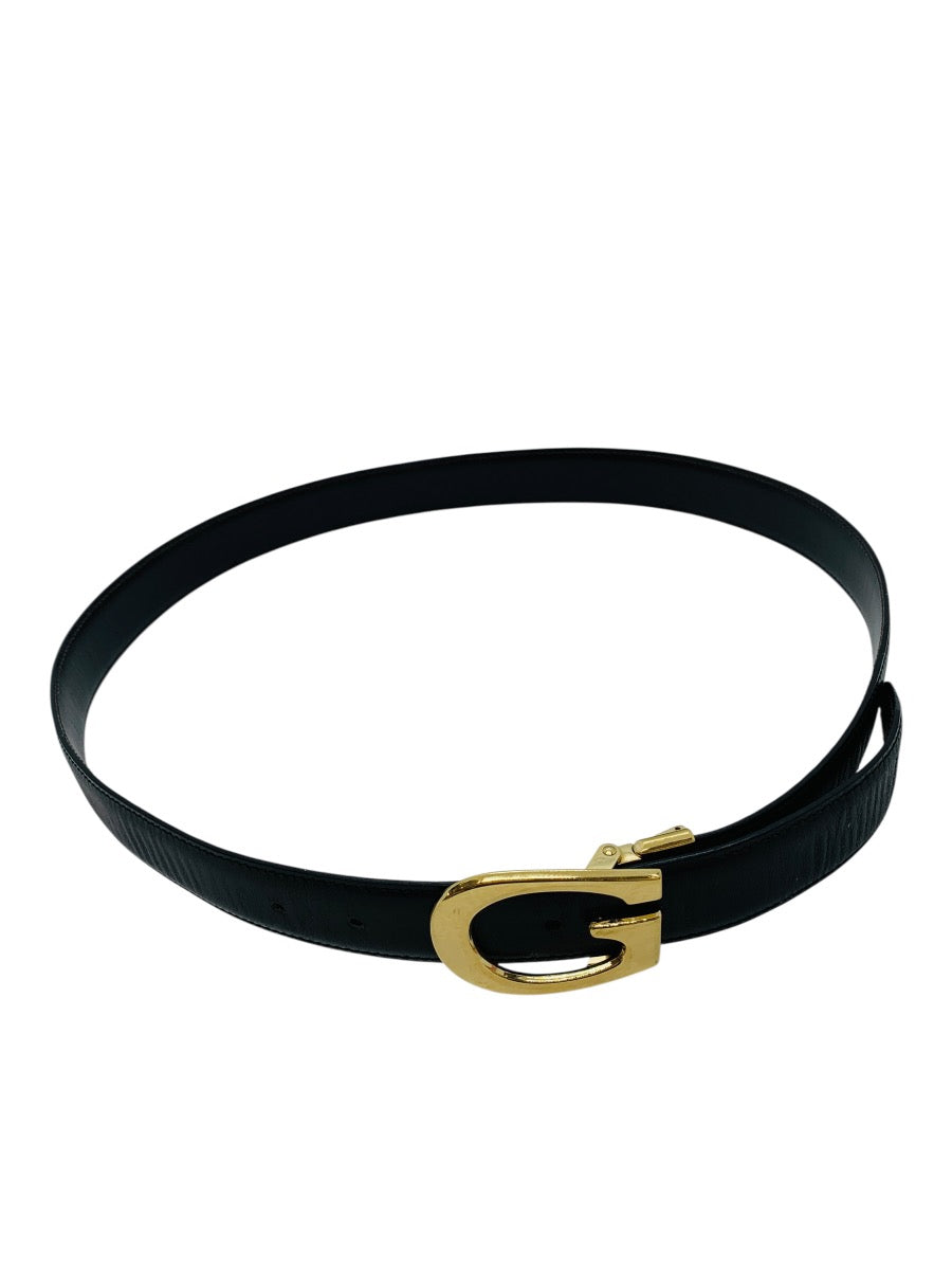 Gucci Buckle Leather Metal Black Belt Size 34