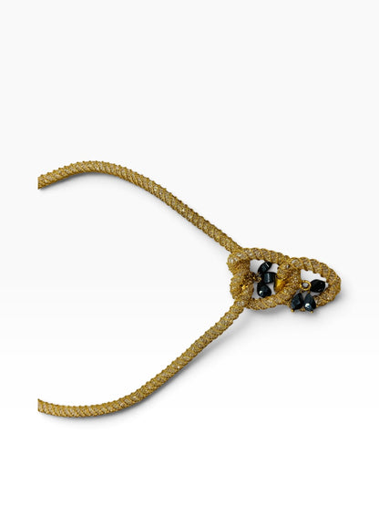 22K Yellow Gold Byzantine Braided Knot Necklace w/ Woven Stones 25.8 Gr | 17"