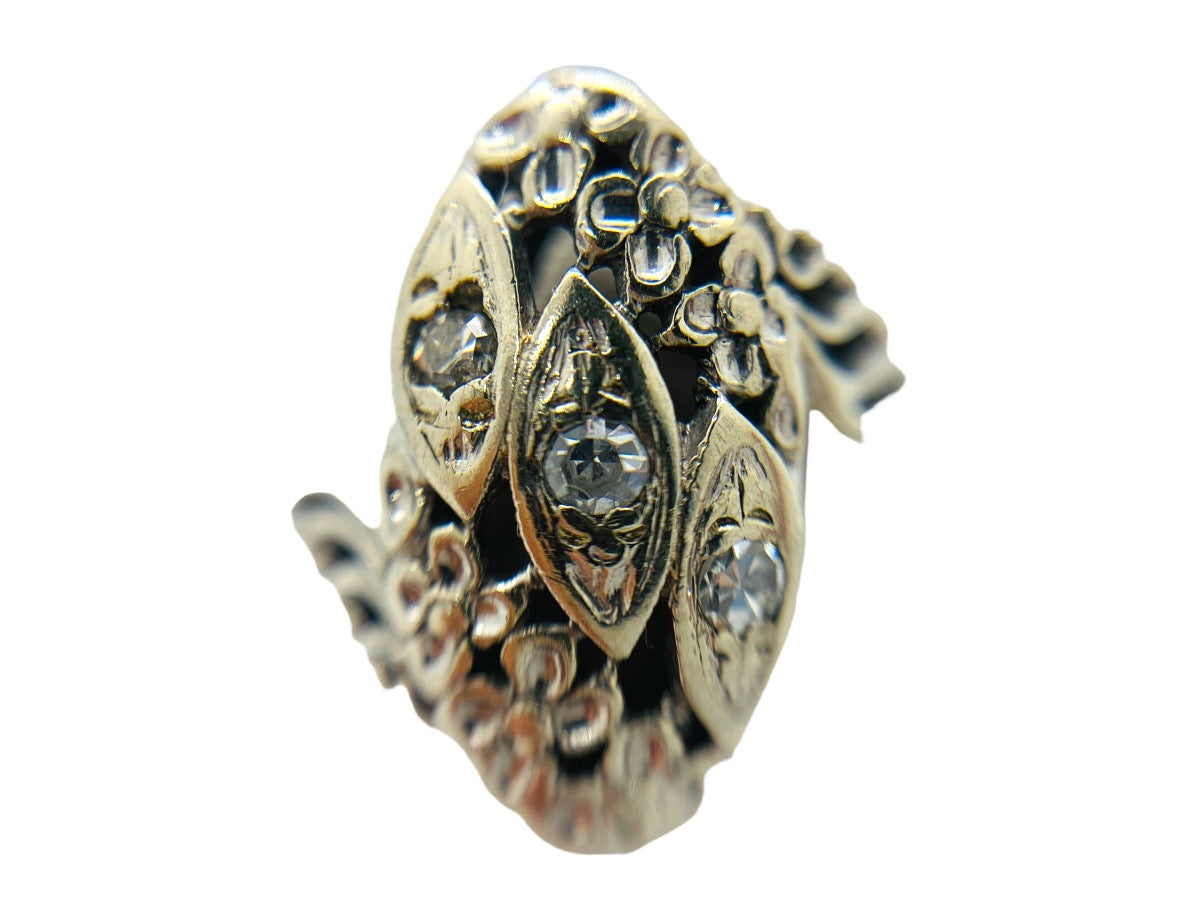 14K White Gold Lady's Ring | 3 Diamonds | 0.07 CTW | 4.0 Grams | Size 6.5