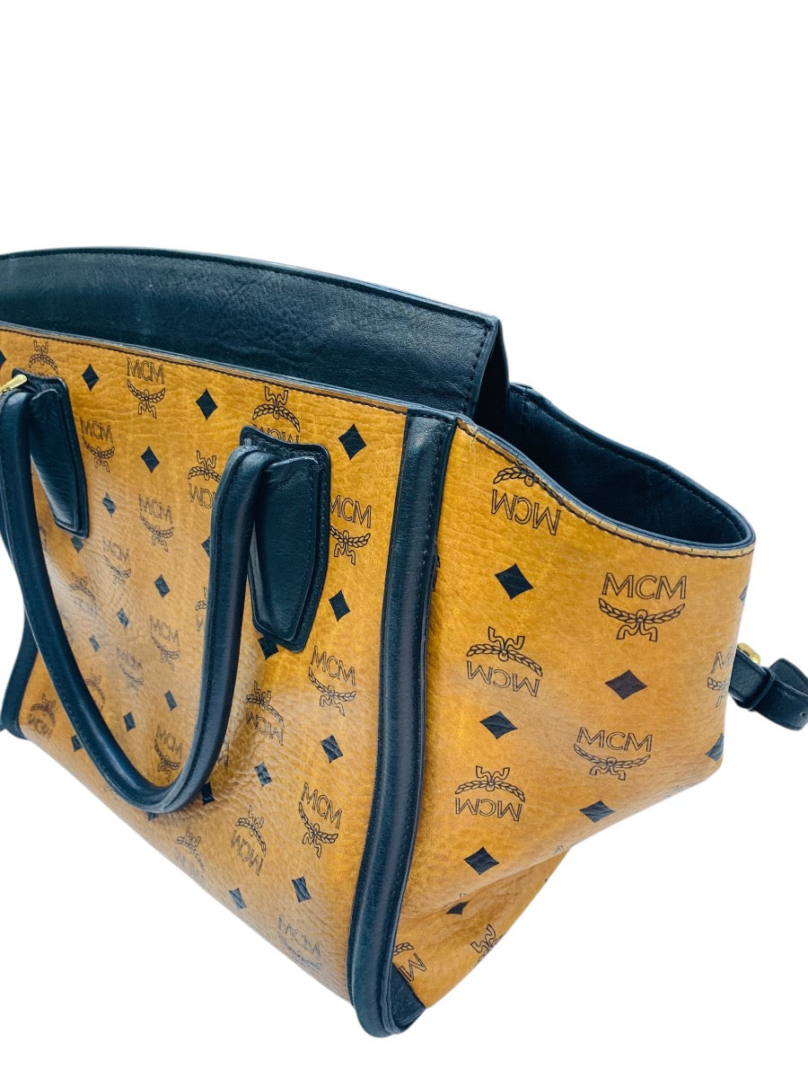 MCM Medium Kathy Viestos Tote w/ Strap Cognac Lady's Purse